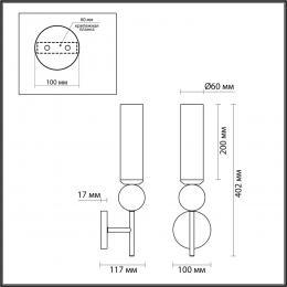 Odeon light 4361/1W MIDCENT ODL25 Настенный светильник под латунь/металл/стекло/черный мрамор IP20  1*E14 40W 220V LOLLA  - 2 купить